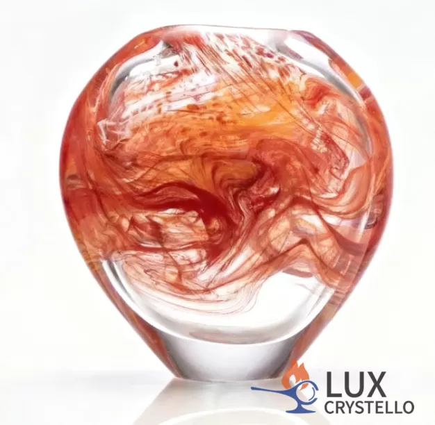 W90*D250*H250 mm Clear Red Satin Vase-Large