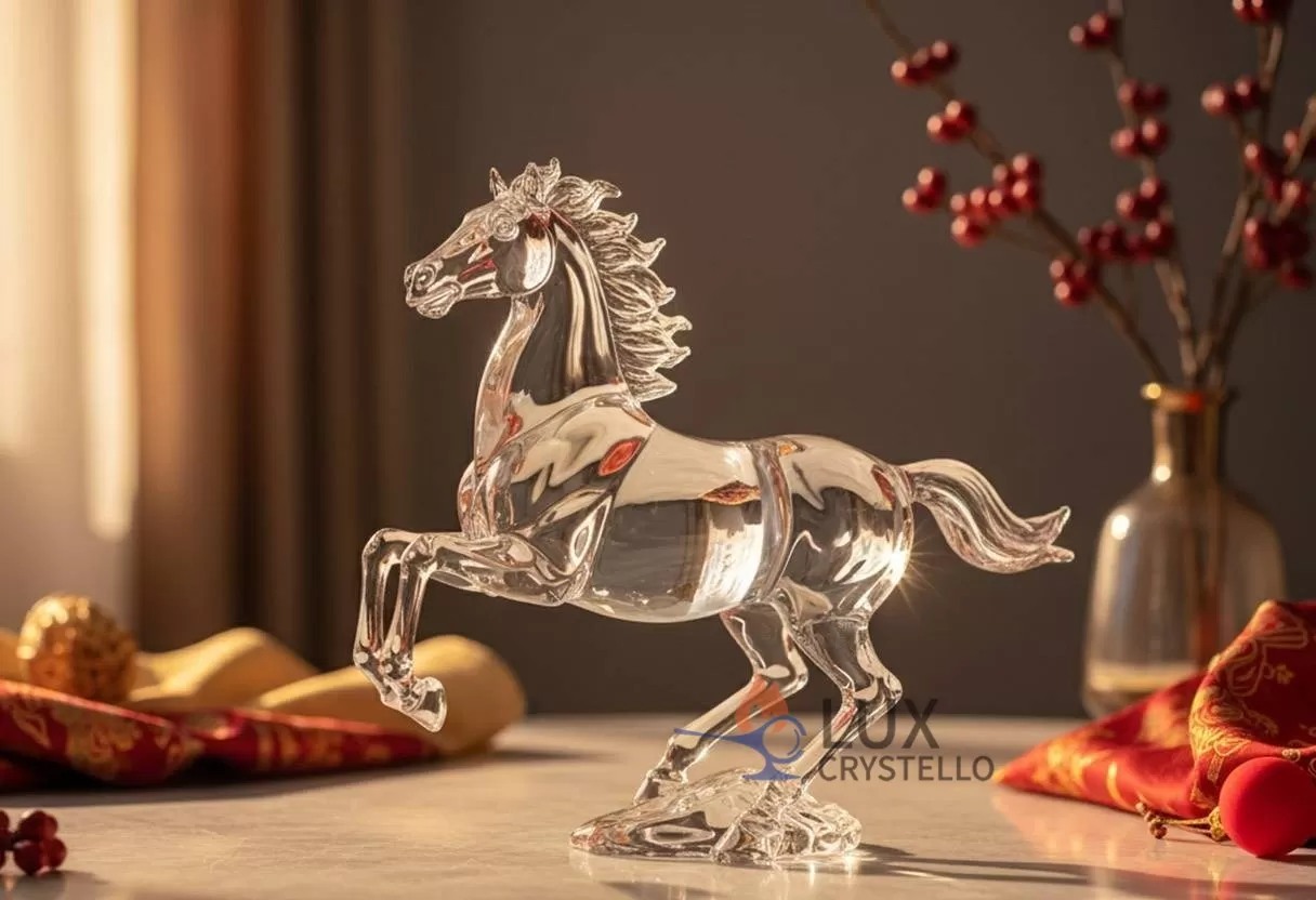 Zodiac Horse Crystal Sculpture as a Symbolic Decorative Art Form
